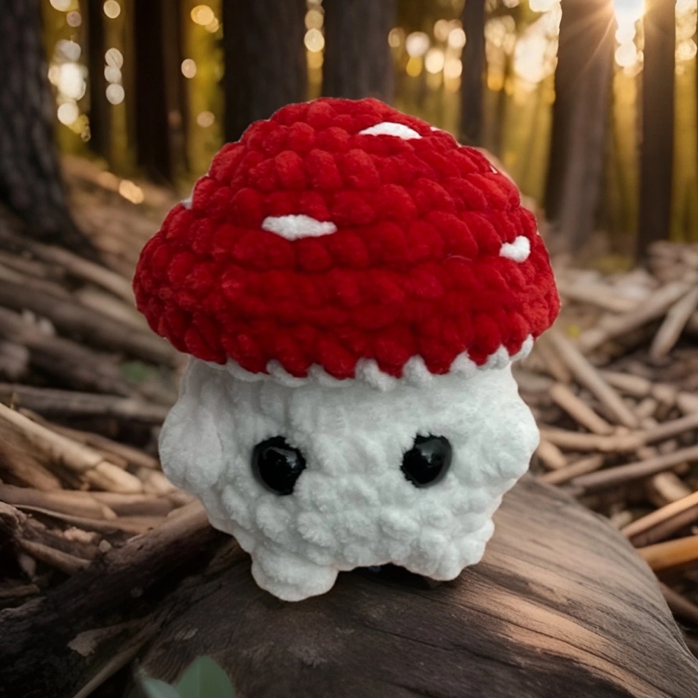 Handmade Crochet Red and White Mushroom “Pop” Fidget Plushie